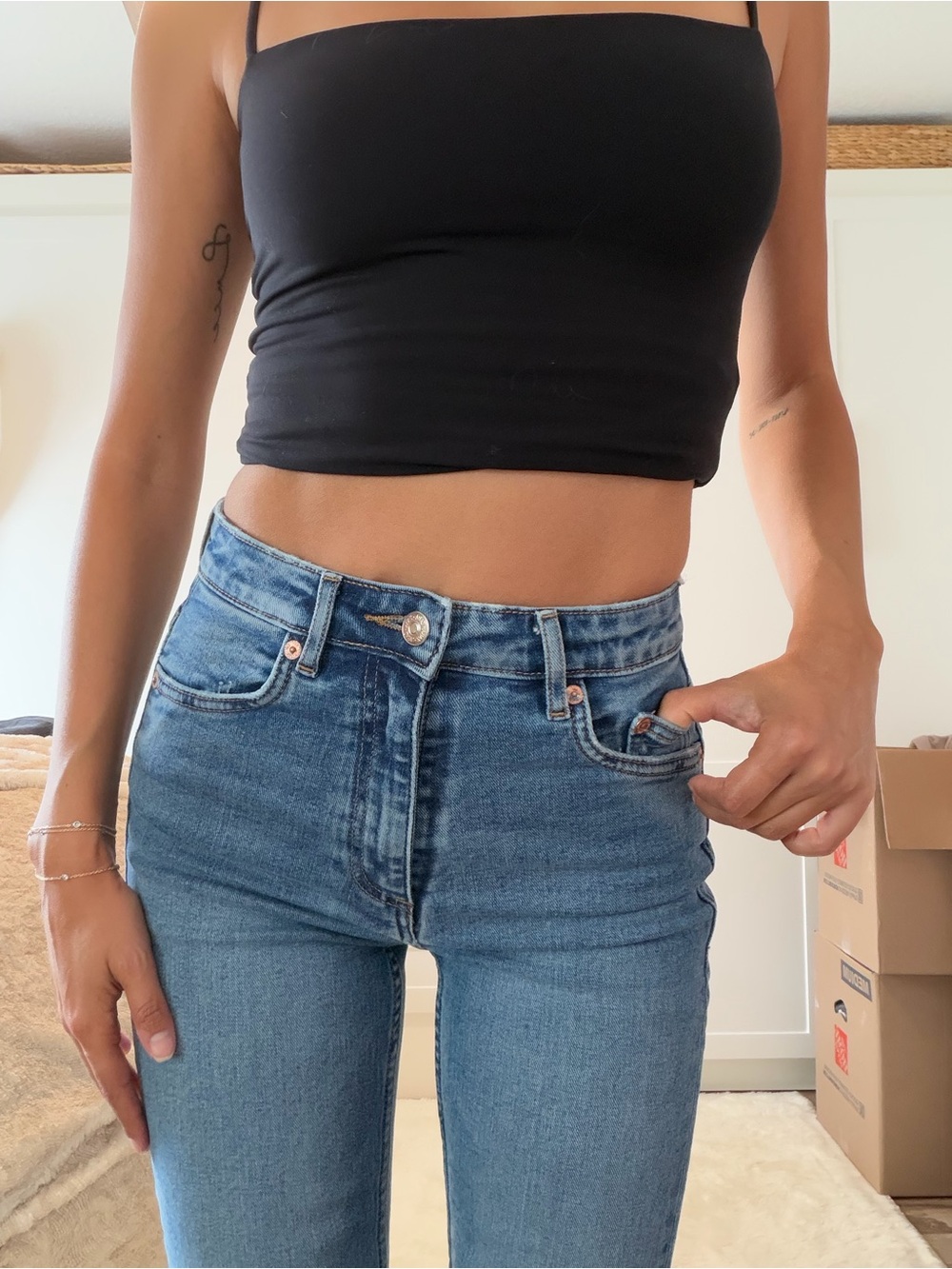 Zara Blue High-Rise Split Hem Flare Jeans - Picture 4 of 4